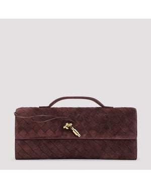 Bottega Veneta Andiamo Suede Clutch - Red