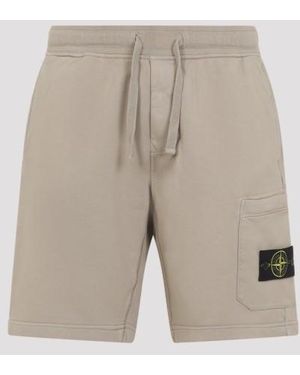 Stone Island Cotton Shorts - Natural