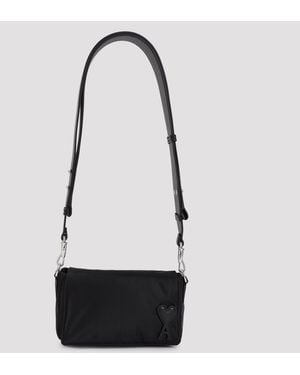 Ami Paris Mini Marcel Lunch Box Polyamide Shoulder Bag (19Cm X 10Cm X 5Cm) - Black