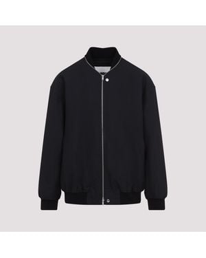 Jil Sander Bomber Jacket With Ribbed Cuffs - Black