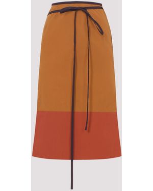 Saint Laurent Nylon Midi Skirt - Orange