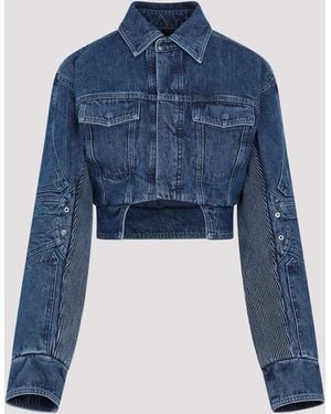 Off-White c/o Virgil Abloh Off Motorcycle Hole Crop Jacket - Blue