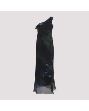 Giorgio Armani One-Shoulder Silk Long Dress - Black