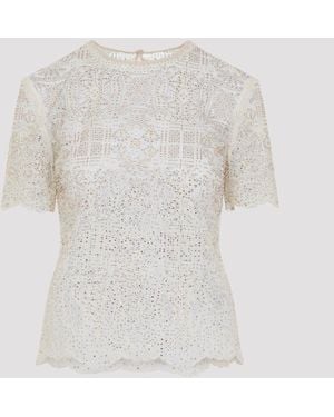 Ermanno Scervino Alabaster Lace Crystals Top - White