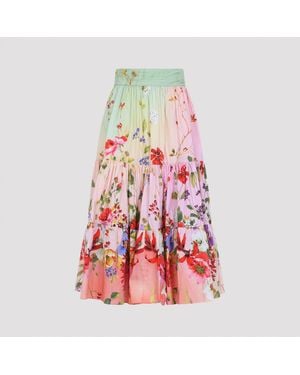 Roberto Cavalli Miami Flowers Midi Skirt - Red