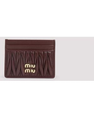 Miu Miu Lamb Leather Cardholder - Brown