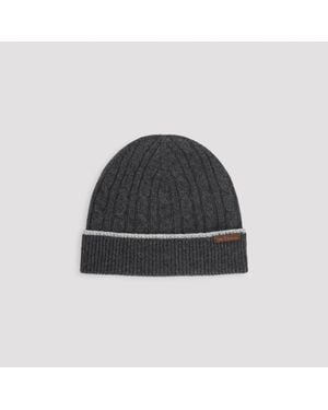 Kiton Dark Cable-Knit Beanie - Black