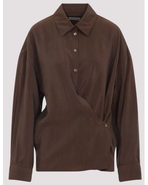 Lemaire Straight Collar Twisted Shirt (Brunette) - Brown