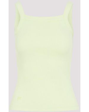 PANGAIA Soft Lime Cotton Ribbed Square Neck Tank Top - Yellow