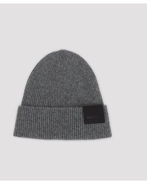 Tom Ford Light Charcoral Ribbed Cashmere Hat - Gray