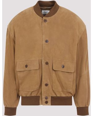 Saint Laurent Solid Bomber Jacket - Brown
