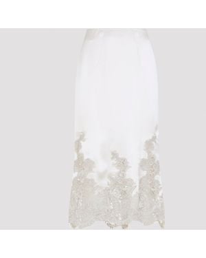 Ermanno Scervino Nude Silk Midi Skirt - White