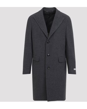 Canali Wool Single-Breasted Overcoat - Blue