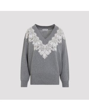 Alberta Ferretti V Neck Sweater - Gray
