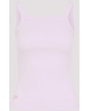 PANGAIA Ribbed Square Neck Tank Top - Pink