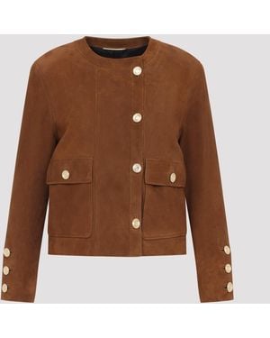 Saint Laurent Suede Leather Jacket - Brown