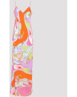 PUCCI Elegant Long Silk Dress For - Orange