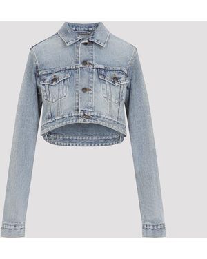 Balenciaga Cropped Cotton Jacket - Blue