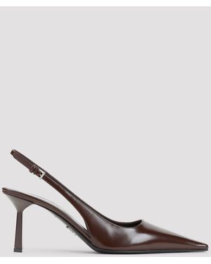 Prada Calf Leather Pumps With 7.5Cm Heel - Brown
