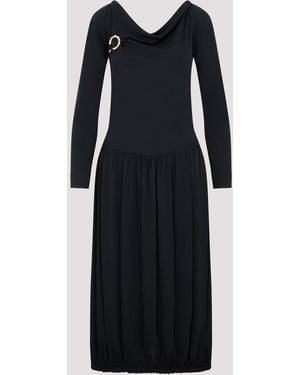 Lanvin Ls Drape Midi Dress - Black