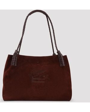 Etro Libra Medium Suede Shopping Bag - Brown