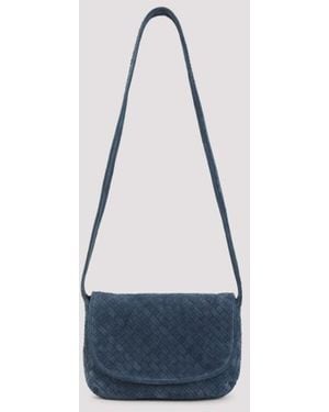 Bottega Veneta Suede Messenger Bag Unica - Blue