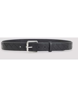 Bottega Veneta Intrecciato Leather Belt - Black