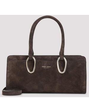 Giorgio Armani Suede Calf Leather Shoulder Bag Unica - Brown