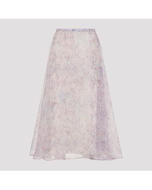 Alberta Ferretti Printed Organza Midi Skirt - Pink