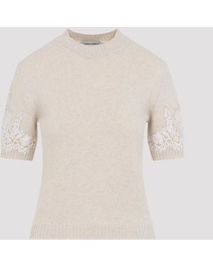 Alberta Ferretti Knit T-Shirt - Natural