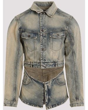 Egonlab Blue Cutout Cotton Denim Jacket - Gray