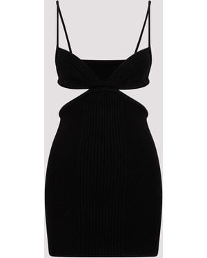 Off-White c/o Virgil Abloh Plunging Neckline Cut-Out Ribbed Mini Dress - Black