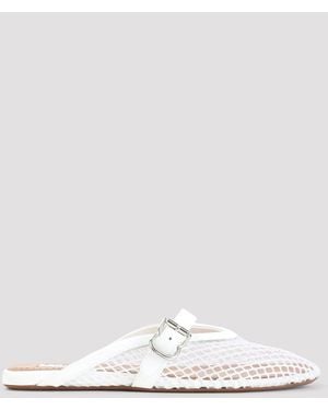 Alaïa Fishnet Mini Flat Sandal - White