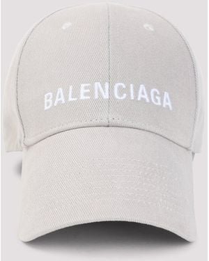 Balenciaga Taupe Cotton Hat - White