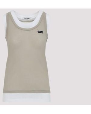Miu Miu Cotton Tank Top - Natural