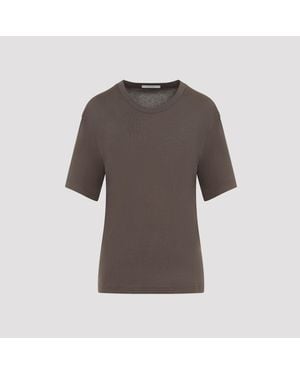 Lemaire Ribbed Cotton T-Shirt For - Brown