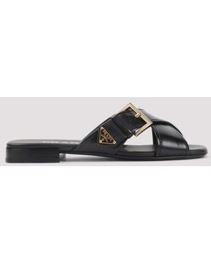 Prada Calf Leather Sandals - Black