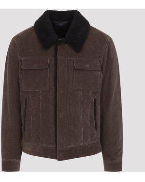 Tom Ford 900 Wale Cord Sherling Collar Trucker - Brown