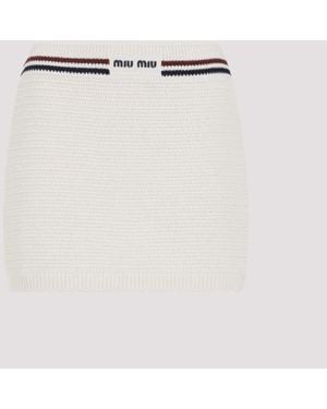 Miu Miu Cotton Mini Skirt - White