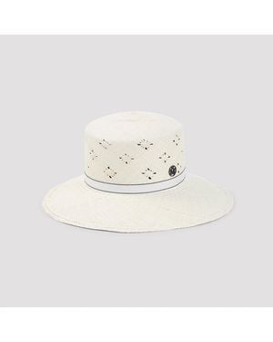 Maison Michel Perforated Panama Hat - White