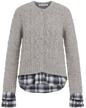 Acne Studios Wool Blend Cardigan Sweater - Gray