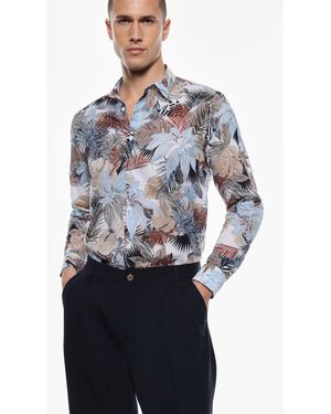 Imperial Camisa Estampada De Manga Larga - Azul