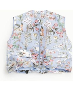 Imperial Gilet Con Stampa Floreale E Zip - Bianco
