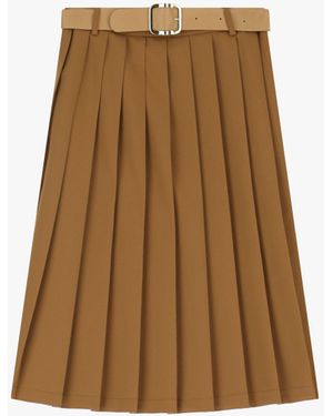 Imperial Falda Plisada Con Cinturón - Neutro