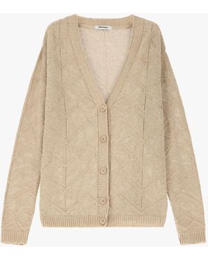 Imperial Cardigan Geometrico Con Bottoni E Maniche Lunghe - Neutro
