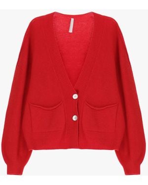 Imperial Cardigan Con Collo A V E Bottoni - Rosso