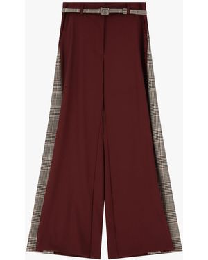 Imperial Pantaloni Ampi Con Bande Laterali Pied De Poule - Rosso