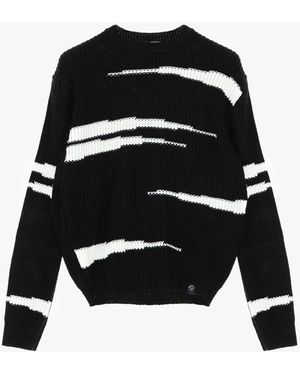 Imperial Maglione Con Maniche Lunghe E Ricamo A Contrasto - Nero