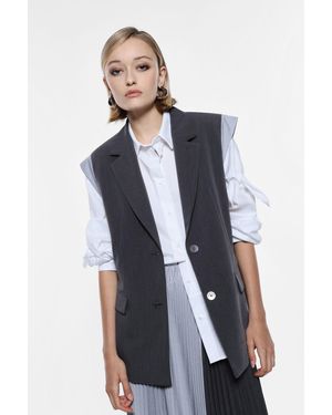Imperial Gilet Con Abbottonatura Monopetto E Spalline - Blu