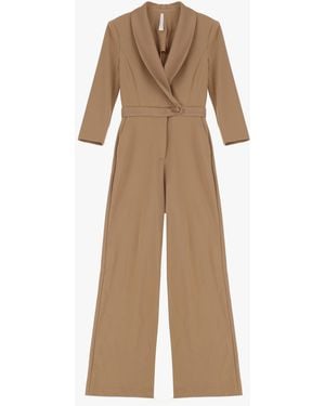 Imperial Tuta Tuxedo Con Risvolto A Contrasto - Neutro